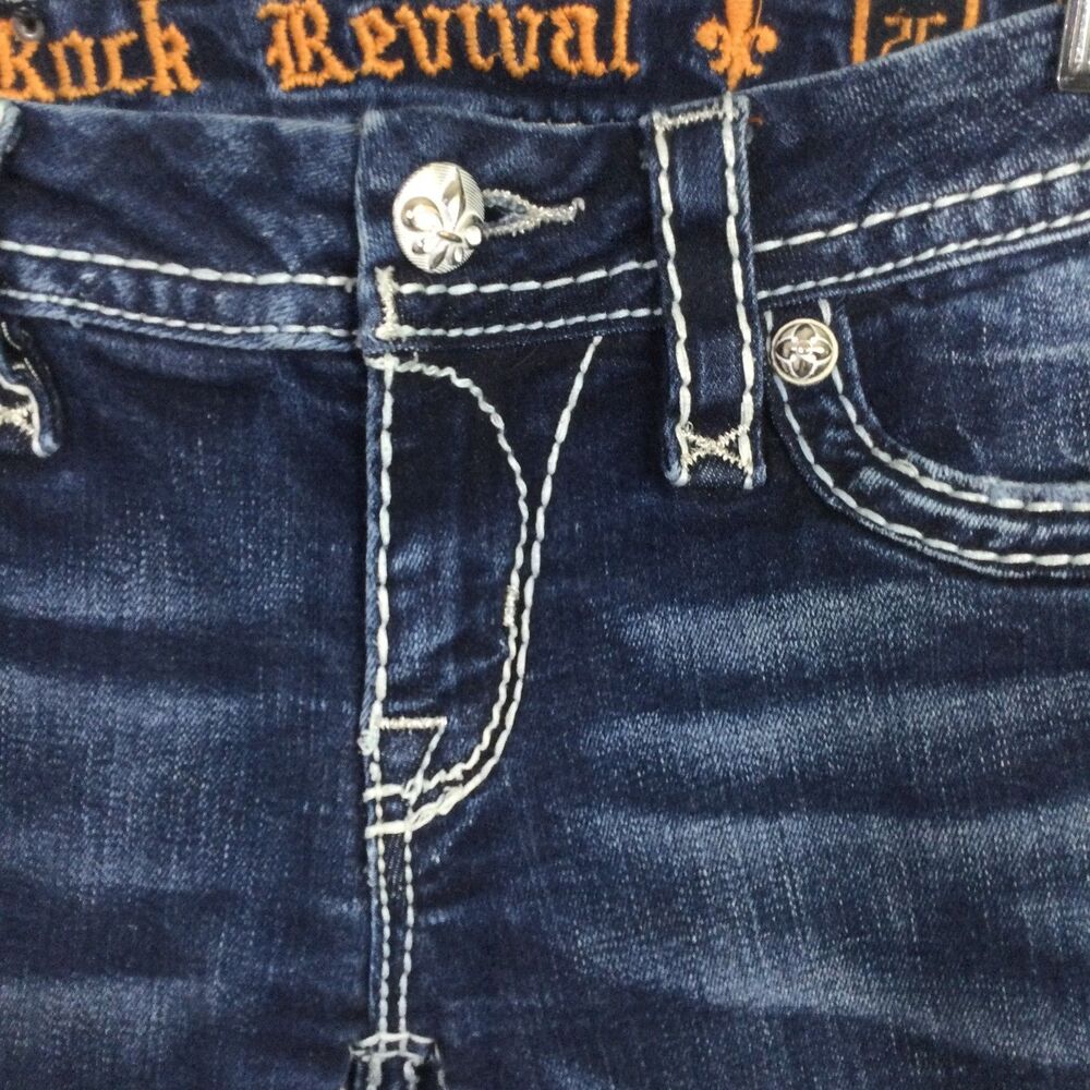 Rock Revival Women's Distressed Karla Capri Jeans Straight Leg Blue Size 26 - Picture 5 of 16
